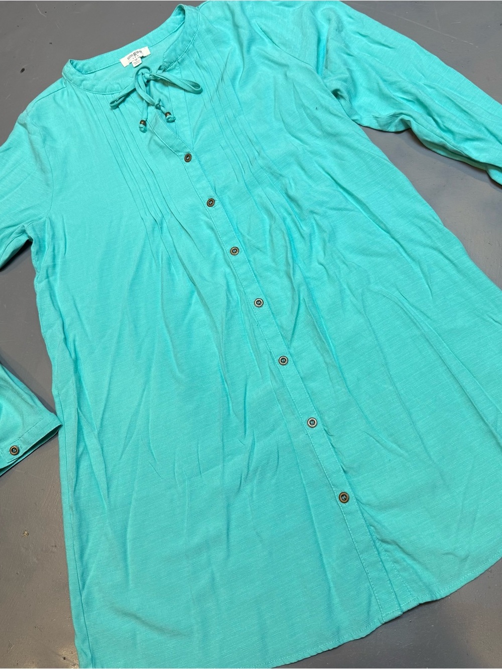 Umgee Teal Button-Front Casual Men’s Shirt